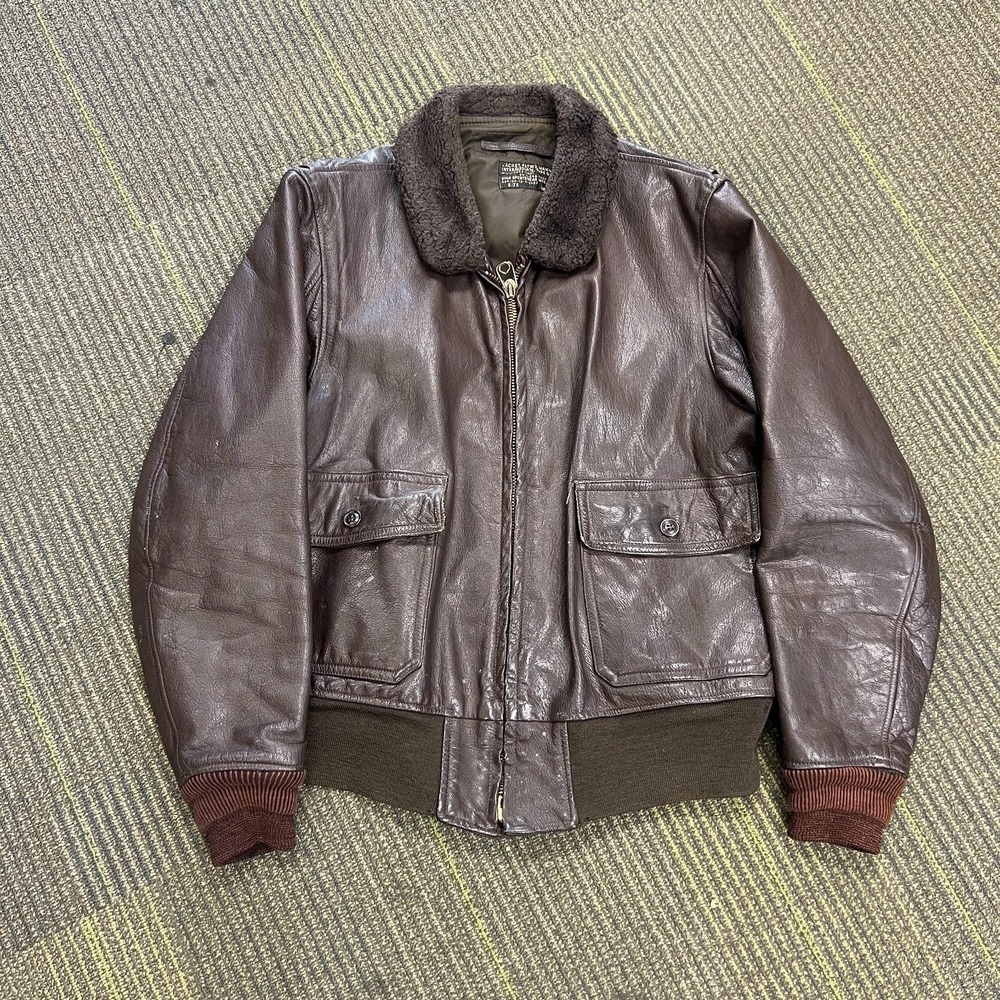 Vintage USAF G-1 Leather Bomber Jacket Mens 46 Brown 1960s MINT